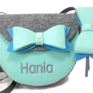 Malutka torebka z imieniem, opaska z motylkiem