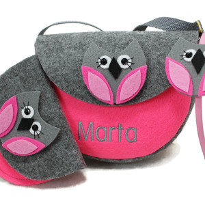 Malutka torebka z imieniem, opaska z sową