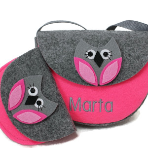 Malutka torebka z imieniem, portfelik z sową