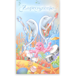 bajkowe zaproszenia dla dzieci, ogólne zaproszenia na imprezę, delfiny zaproszenia, zaproszenia na urodziny, urodzinowe zaproszenia