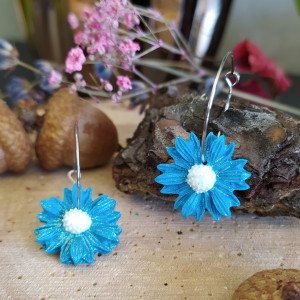 Kolczyki sztyfty kwiat margaretki z masy fimo