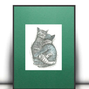 zwierzęta plakat A4, kotki plakat na ścianę, obrazek z kotami, koty obraz do domu, koty plakat 21x30, retro plakat A4, vintage obrazek z kotami