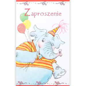zaproszenia ze słoniem, słoń zaproszenia na urodziny, zaproszenia na imprezę, urodzinowe zaproszenia, zaproszenia dla dzieci