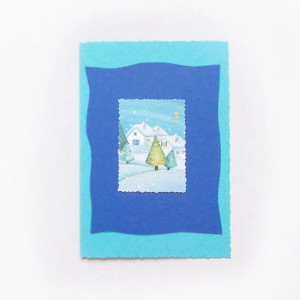 niebieska kartka świąteczna, zimowa kartka na Boże Narodzenie, choinka kartka na Święta, kartki na Nowy Rok, noworoczne kartki, kartki z zimą, kartki świąteczne bez życzeń