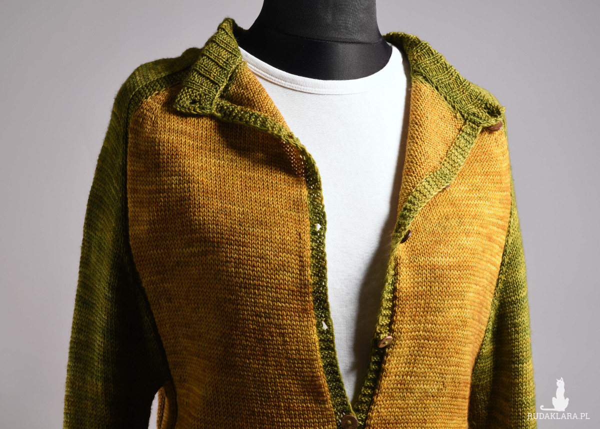 Damski kardigan Dijon#zrobiony ręcznie#zrobiony na drutach#rozpinany sweter dla niej#wrabiane ramiona#podwójnie wykończony dekolt#