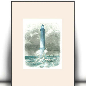 retro plakat A4, latarnia morska plakat, plakat z latarnią, morze plakat, mały obrazek z  morzem, morski plakat 21x30