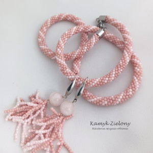 Komplet naszyjnik i kolczyki z kwarcem różowym