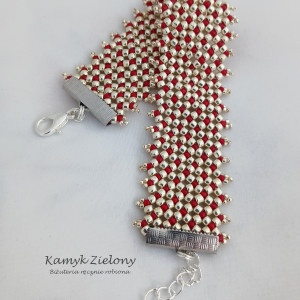 Bransoletka Ariadna srebrno-czerwona