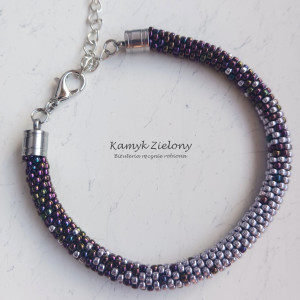 Bransoletka fioletowo-srebrna z koralików Toho