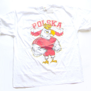 nowa koszulka z orłem, sportowa koszulka z orzełkiem, orzełek koszulka rozmiar L, biała koszulka dla kibica, bawełniana koszulka dla fana sportu, piłkarska koszulka L, sportowa koszulka z baw