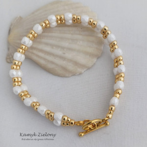 Delikatna bransoletka z kryształków, biało-złota