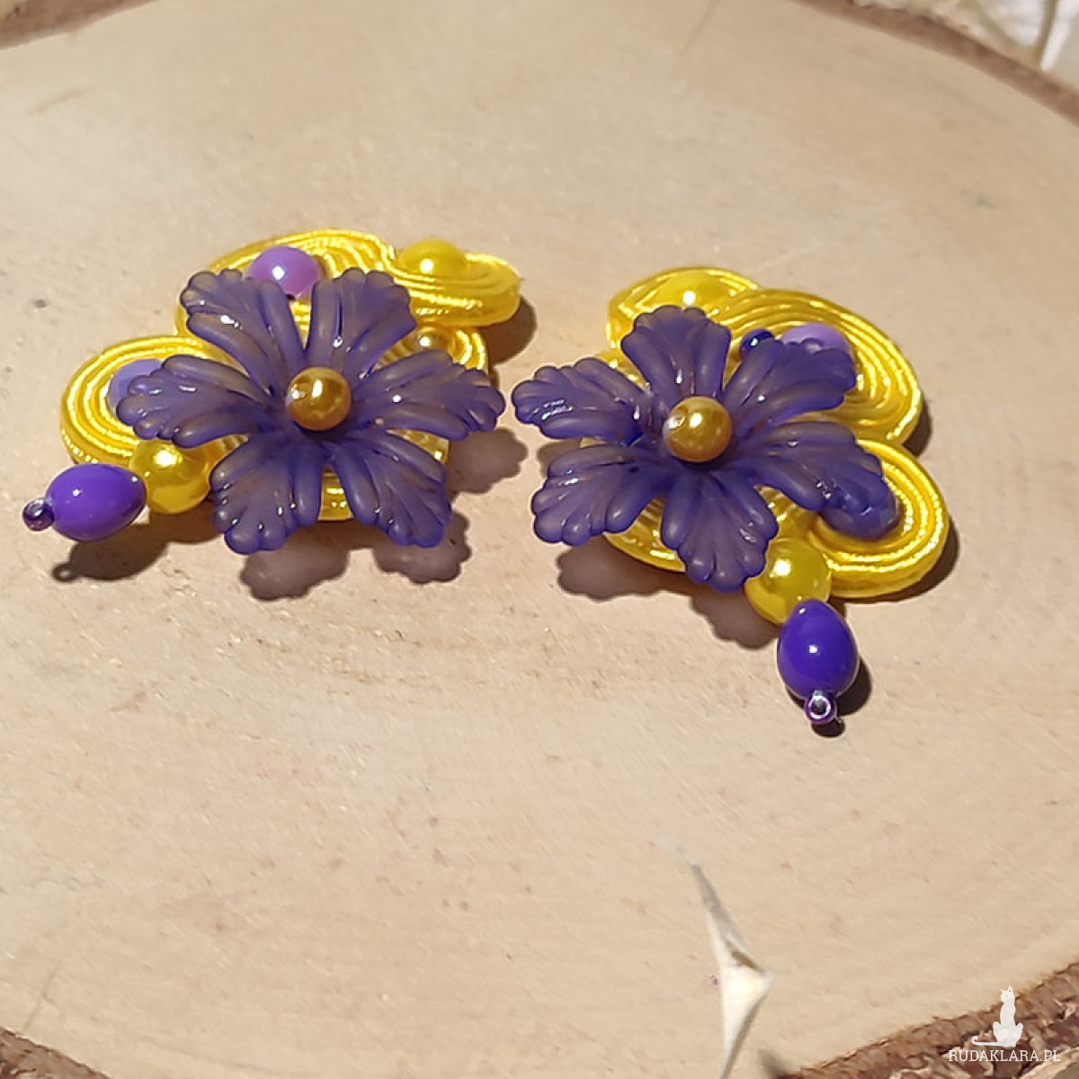 Caprice - zestaw fioletowo żółtej biżuterii sutasz