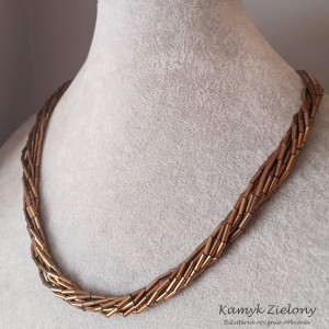 Naszyjnik z brązowo-złotych koralików