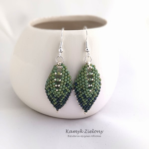 Kolczyki - listki, zielone