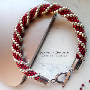 Bransoletka czerwono-srebrna