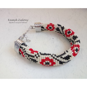 Bransoletka w kwiatki, ze szklanych koralików