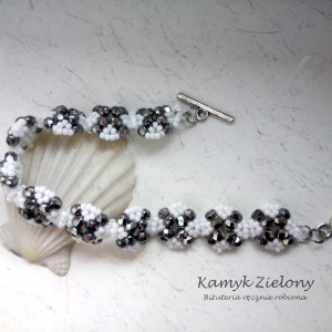 Bransoletka z kryształkami - biało-srebrna