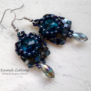 Kolczyki z kryształkami Rivoli - ciemnoniebieskie