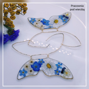 Duże kolczyki motyle złote prawdziwe kwiaty