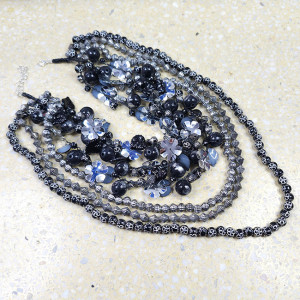 kama4you 6163 czarny, srebrny, szary naszyjnik; warstwowy naszyjnik, kolia