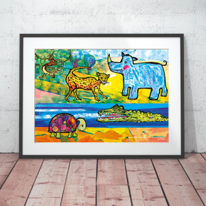 zoo plakat dla dzieci, kolorowy plakat do pokoju chłopca, zwierzęta plakat dla dzieci