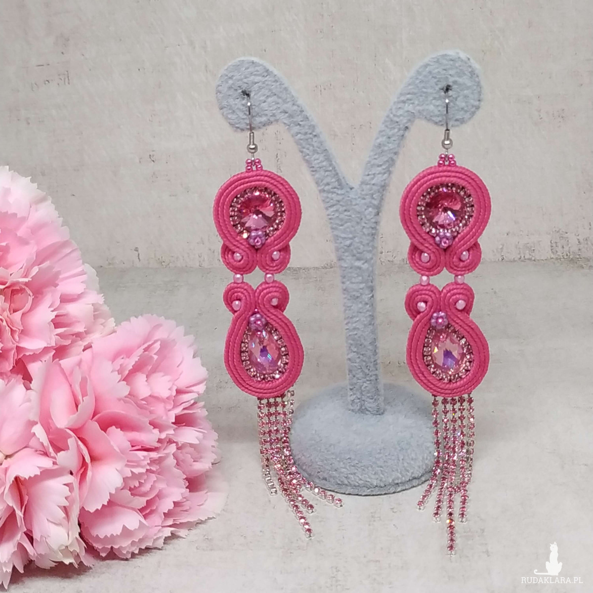 Różowe kolczyki sutasz - kolekcja Glamour