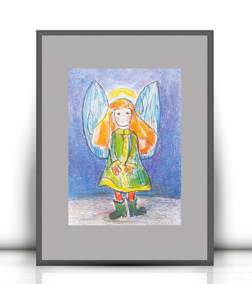 aniołek obrazek A4, akwarela z aniołkiem, aniołek rysunek 21x30, ręcznie malowany obraz z aniołkiem, anioł dekoracja na ścianę