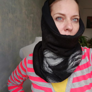 komin tuba wełniany  czarny filcowany