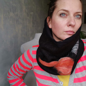 komin tuba wełniany  czarny filcowany