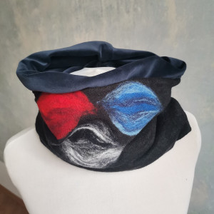 komin tuba wełniany  czarny filcowany