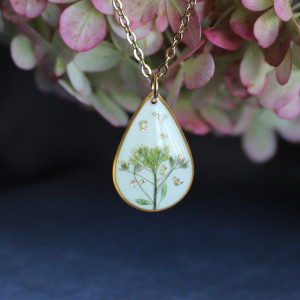 Złota łezka zawieszka złoty wisiorek kwiat naszyjnik żywica z żywicy suszone kwiaty z kwiatami naturalne kobieca dziewczęca drzewko szczęścia