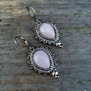 Kolczyki z różowym kwarcem