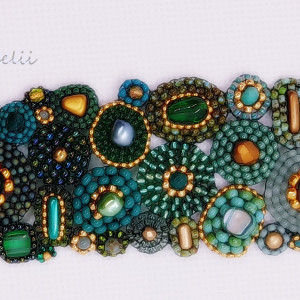 koralikowa łąka zielona ombre