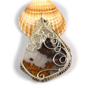 Agat, Srebrny wisior z agatem dendrytowym, ręcznie wykonany, prezent dla niej, prezent dla mamy, prezent urodzinowy, niepowtarzalna biżuteria,