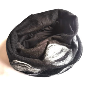 komin tuba wełniany   unisex czarny filcowany