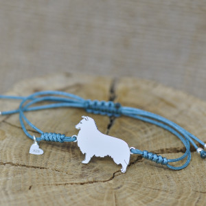 Owczarek szetlandzki / Shaeltie - bransoletka z psem, srebro 925