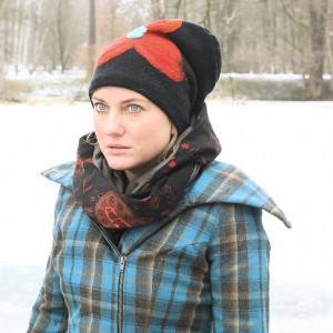 czapka handmade czesanką filcowane czapki wełniane