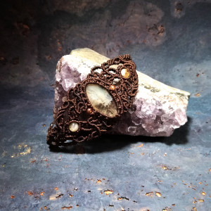 Makao cytryn agat granat bransoletka pleciona mikro makrama ~ delfina dolls