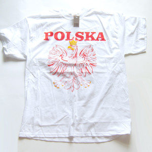 nowa koszulka z orzełkiem, orzeł koszulka rozmiar L, biała koszulka z orłem, bawełniana koszulka sportowa, koszulka dla kibica reprezentacji Polski, piłkarska koszulka L