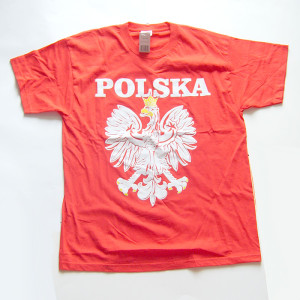 nowa koszulka z orzełkiem, rozmiar M koszulka sportowa, czerwona koszulka z orłem, bawełniana koszulka dla kibica reprezentacji Polski