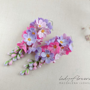 Długie kolczyki z kwiatami kosmosu