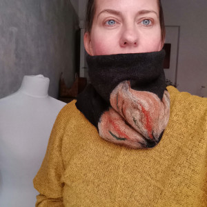 komin tuba wełniany   czarny filcowany