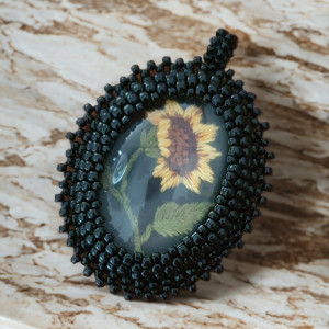 Kwiat lata- naszyjnik ze słonecznikiem.