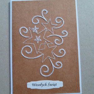 kartka świąteczna, ręcznie wyszywana