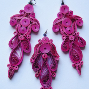 kolczyki i wisior ręcznie wykonane z papieru