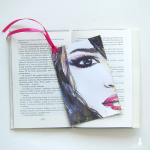 kolorowa zakładka do książki, ładna zakladka do książki, zakładka z kobietą, zakładka dla dziewczyny, fajna zakładka, duża zakładka