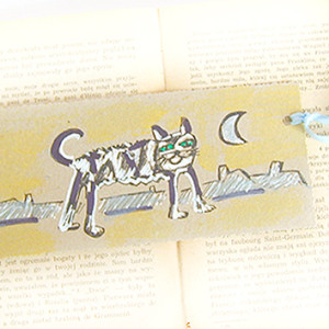 bajkowa zakładka do książki, zwierzęta zakładka, zakładka z kotem, kot zakładka dla dziecka