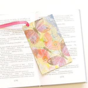kolorowa zakładka do książki,  motyle zakładka, shabby chic zakładka, vintage zakładka z motylkami, zakładka dla dziewczyny, zakładka dla kobiety