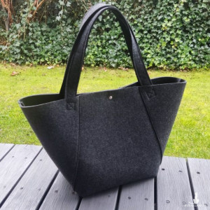 SHOPPER BAG - FILCOWA torba na ramię - grafitowa