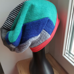 Czapka dzianinowa  patchworkowa